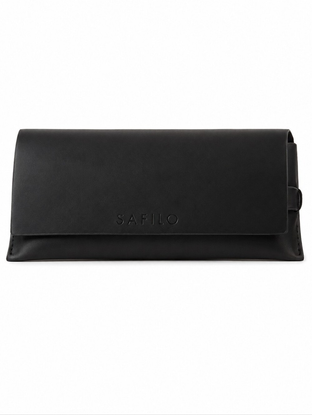 Safilo Black Leather Eyeglass Sunglasses Case Logo Flap